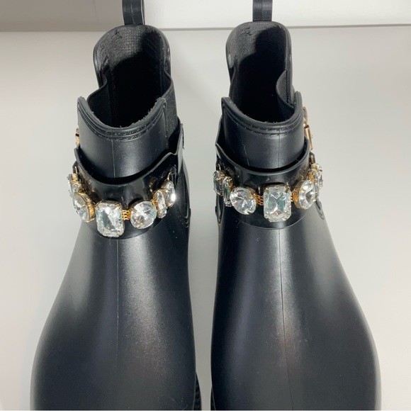 Henry Ferrera Marsala Women’s Black Gem Embellished Short Rain Boots Size 8. - Picture 6 of 16